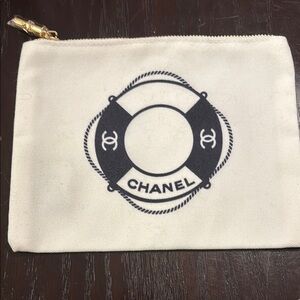 Chanel White Canvas Pouch